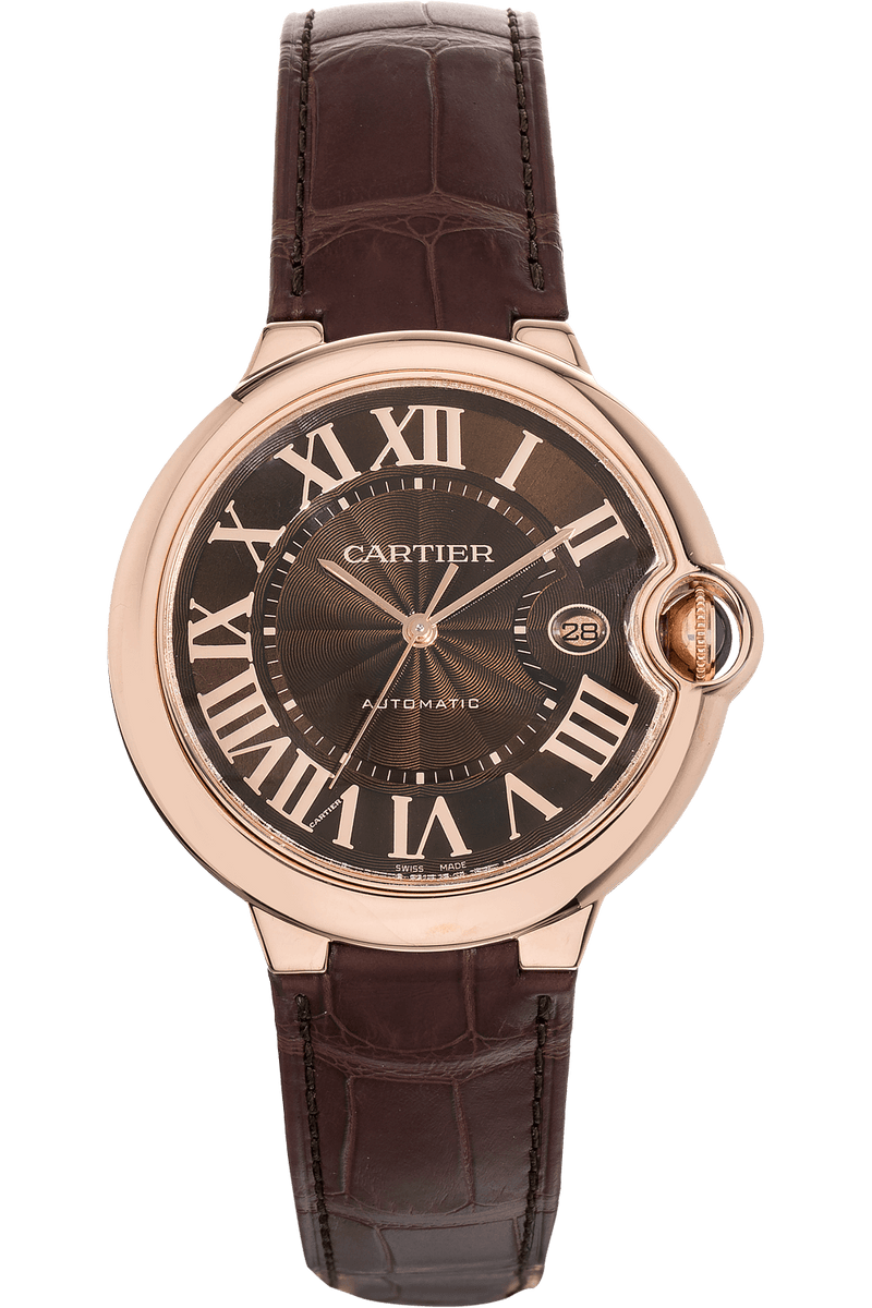 Cartier Ballon Bleu De Cartier Brown Dial Brown Leather Strap Watch for Men - W6920037
