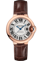 Shop Cartier Ballon Bleu De Cartier Silver Dial Brown Leather Strap Watch for Women - W6920097 in USA