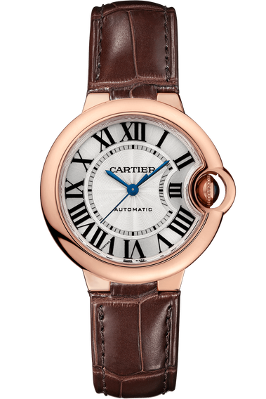 Cartier Ballon Bleu De Cartier Silver Dial Brown Leather Strap Watch for Women - W6920097