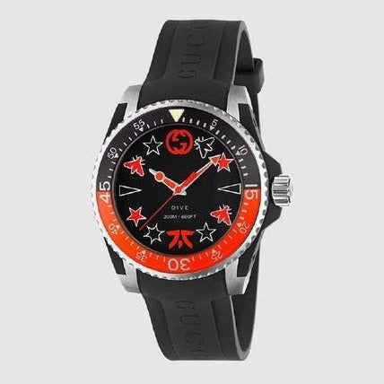 Shop Gucci Dive Limited Edition Black Dial Black Rubber Strap Unisex Watch - YA136333 in USA