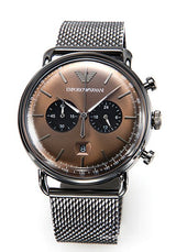 Emporio Armani Aviator Brown Dial Grey Mesh Bracelet Watch For Men - AR11141 Buy Now By Emporio Armani