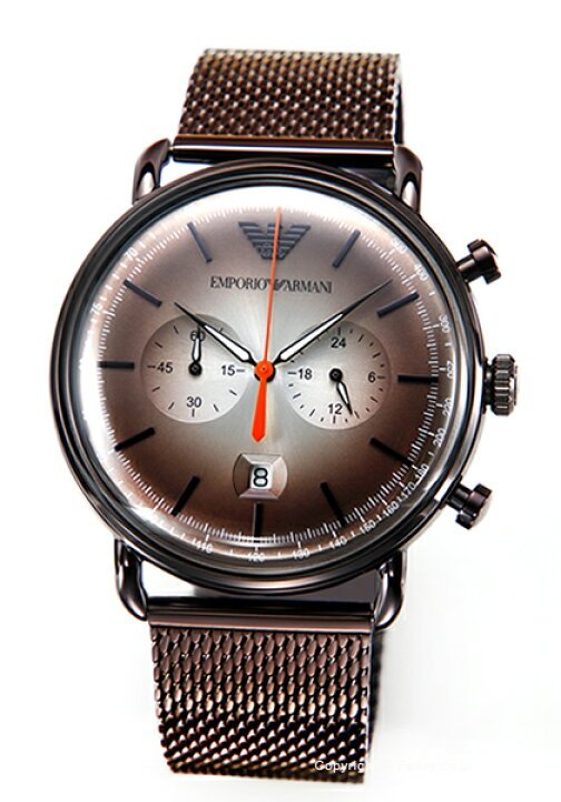 Emporio Armani Aviator Chronograph Grey Dial Brown Mesh Bracelet Watch For Men - AR11169 Buy Now By Emporio Armani