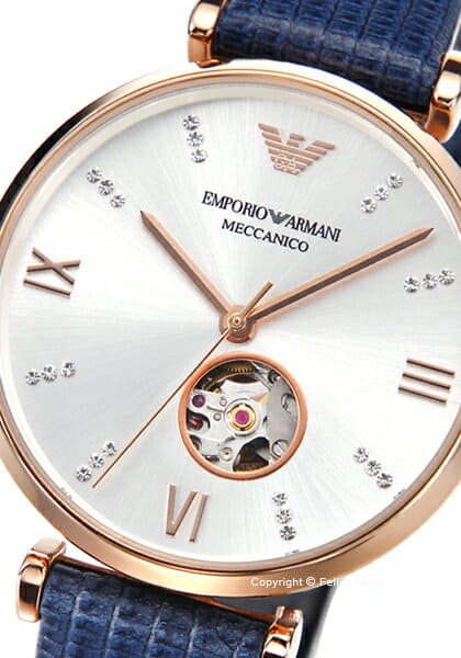 Emporio Armani Gianni T-Bar Analog Silver Dial Blue Leather Strap Watch For Women - AR60020 Buy Now By Emporio Armani