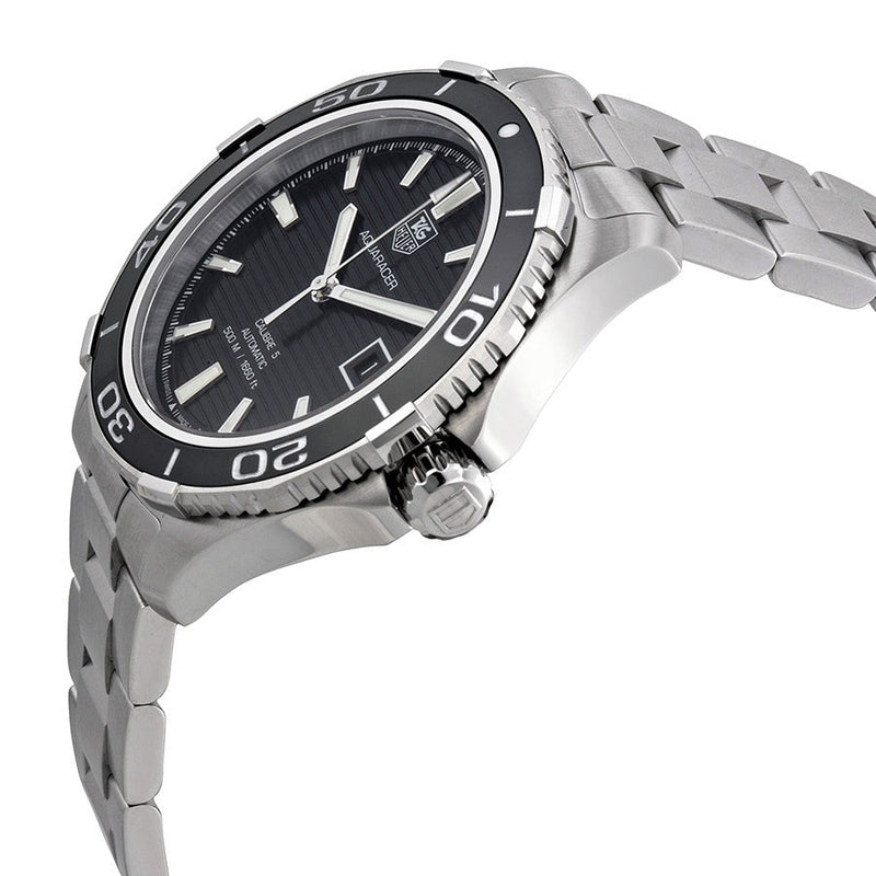 Shop Tag Heuer Aquaracer Caliber 5 Automatic Black Dial Silver Steel Strap Watch for Men - WAK2110.BA0830 in USA