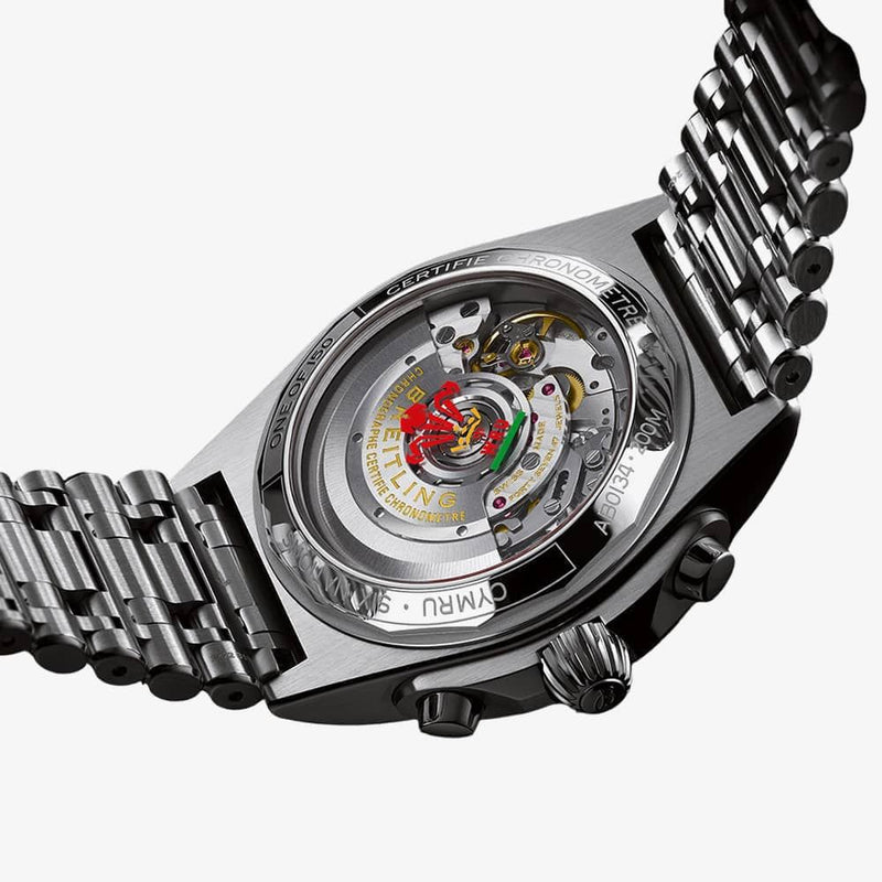 Breitling Chronomat B01 42 Six Nations Wales Red Dial Silver Steel Strap Watch for Men - AB0134A61K1A1