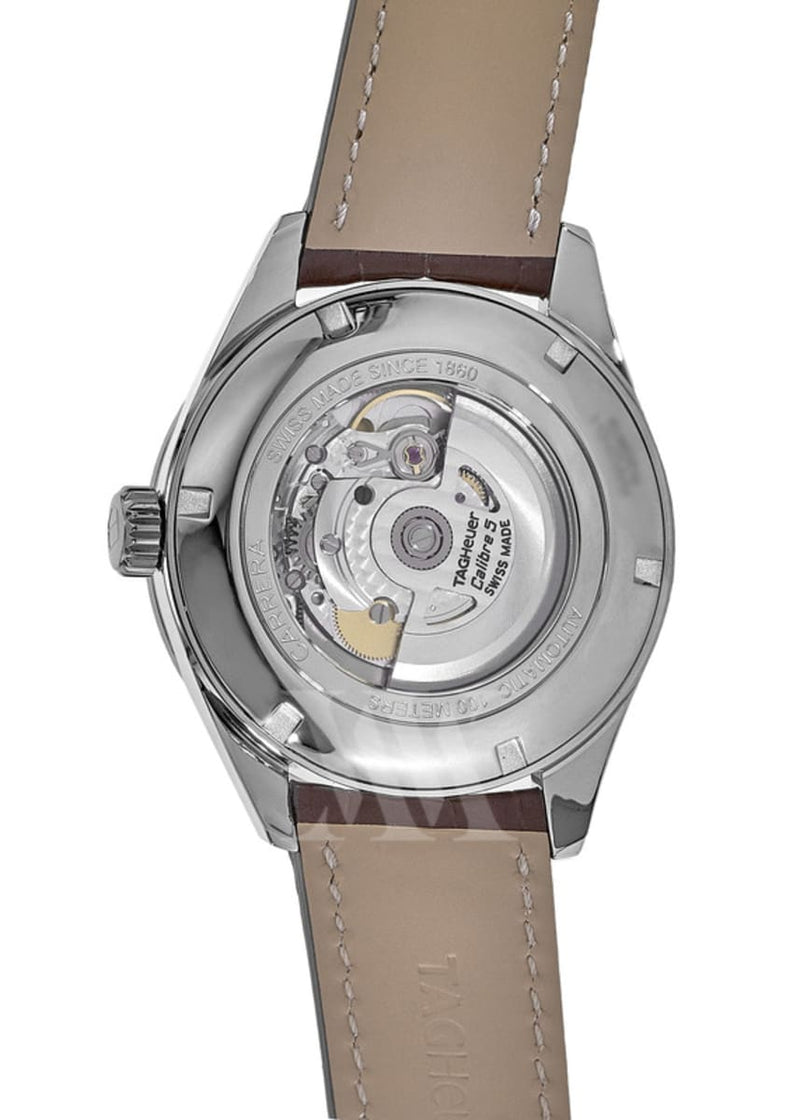 Tag Heuer Carrera Calibre 5 Automatic White Dial Brown Leather Strap Watch for Men - WAR201D.FC6291 Buy Now By Tag Heuer