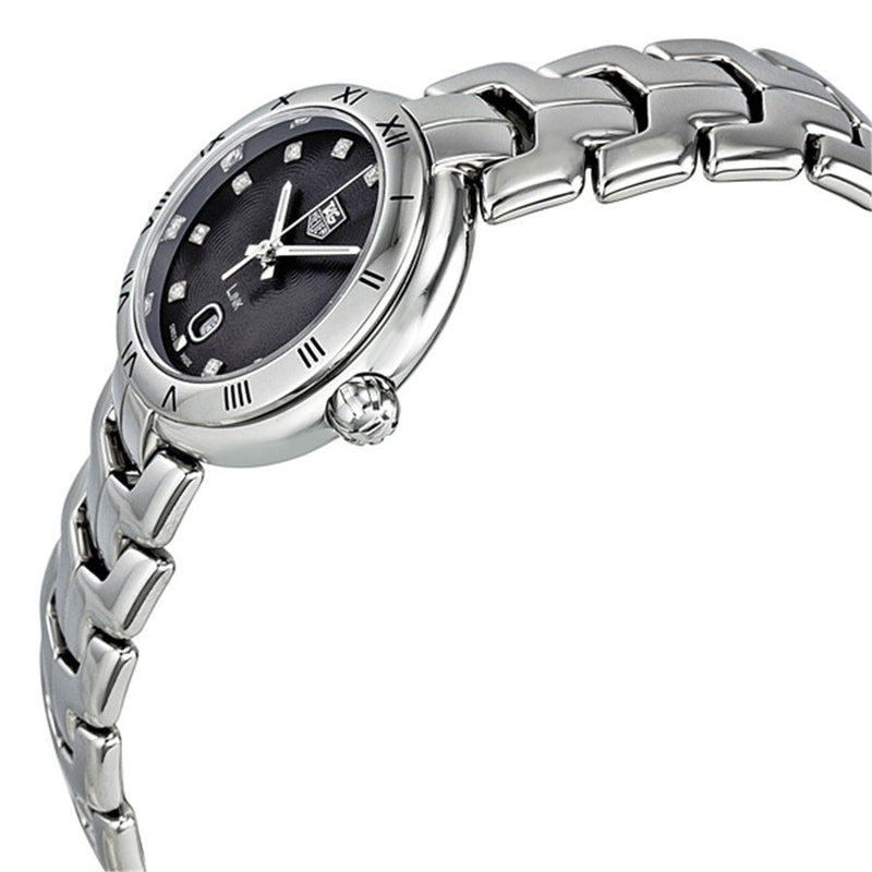 Shop Tag Heuer Link Quartz Diamonds Black Dial Silver Steel Strap Watch for Women - WAT1410.BA0954 in USA