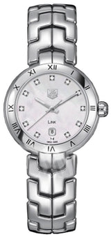 Shop Tag Heuer Link Diamonds Mother of Pearl Dial Silver Steel Strap Watch for Women - WAT1417.BA0954 in USA