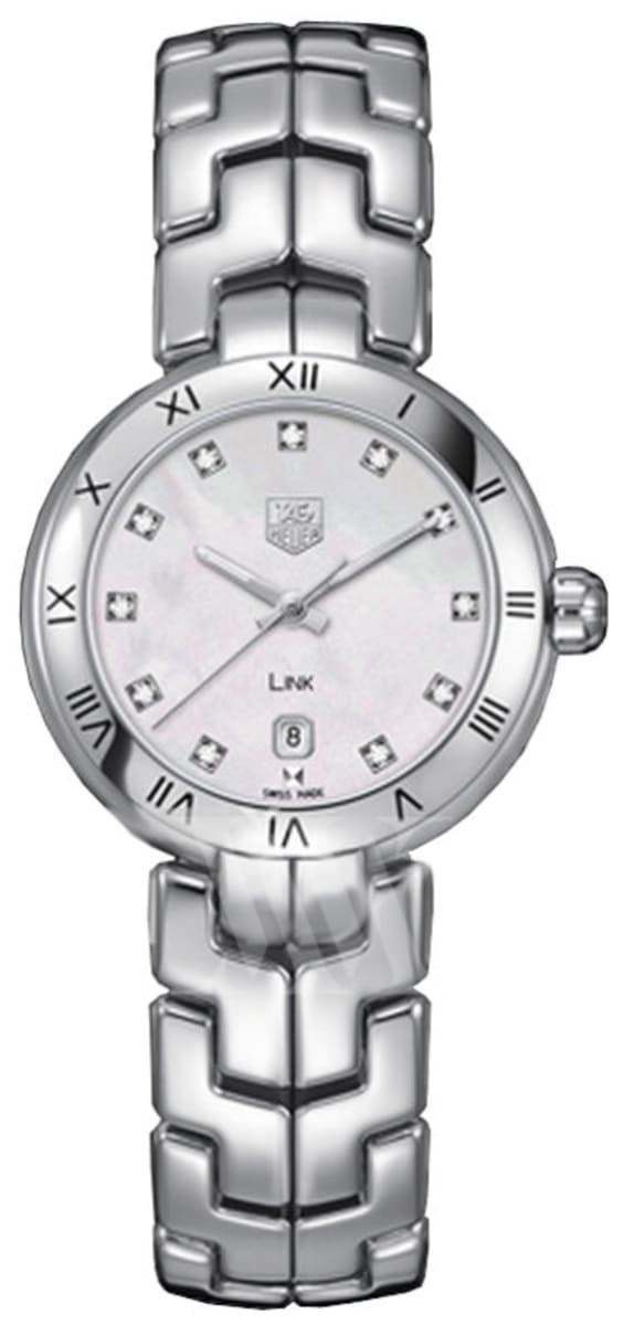 Shop Tag Heuer Link Diamonds Mother of Pearl Dial Silver Steel Strap Watch for Women - WAT1417.BA0954 in USA