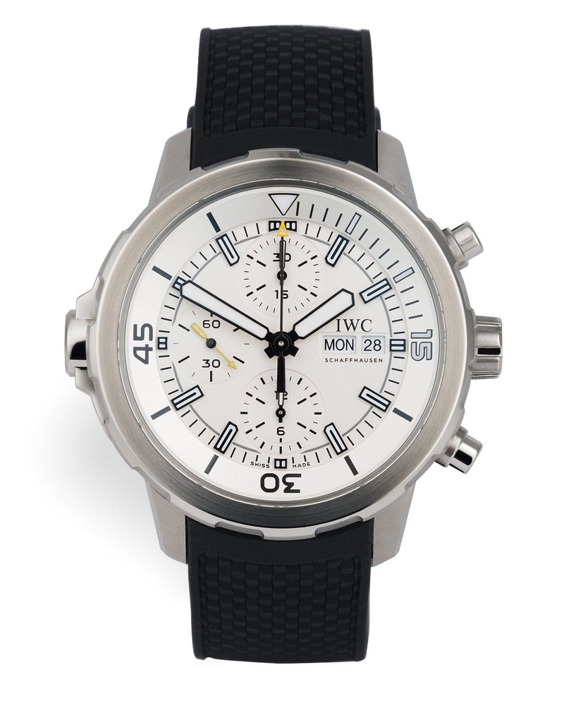 Shop IWC Aquatimer Chronograph White Dial Black Rubber Strap Watch for Men - IW376801 in USA