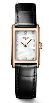 Longines Dolcevita Diamonds Mother of Pearl White Dial Black Leather Strap Watch for Women - L5.258.8.87.0 Buy Now By Longines