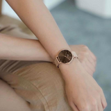 Daniel Wellington Petite Amber Brown Dial Gold Mesh Strap Watch For Women - DW00100476 Buy Now By Daniel Wellington