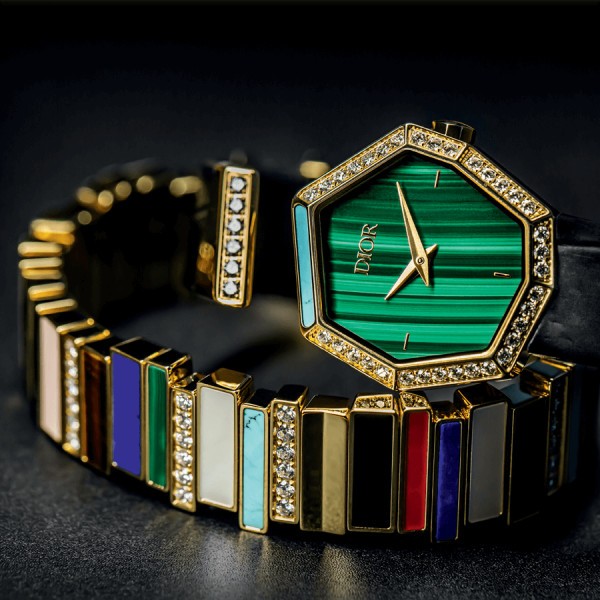 Dior Gem Dior Mother of Pearl Green Dial Yellow Gold Steel Strap Watch for Women - CD18111X1002