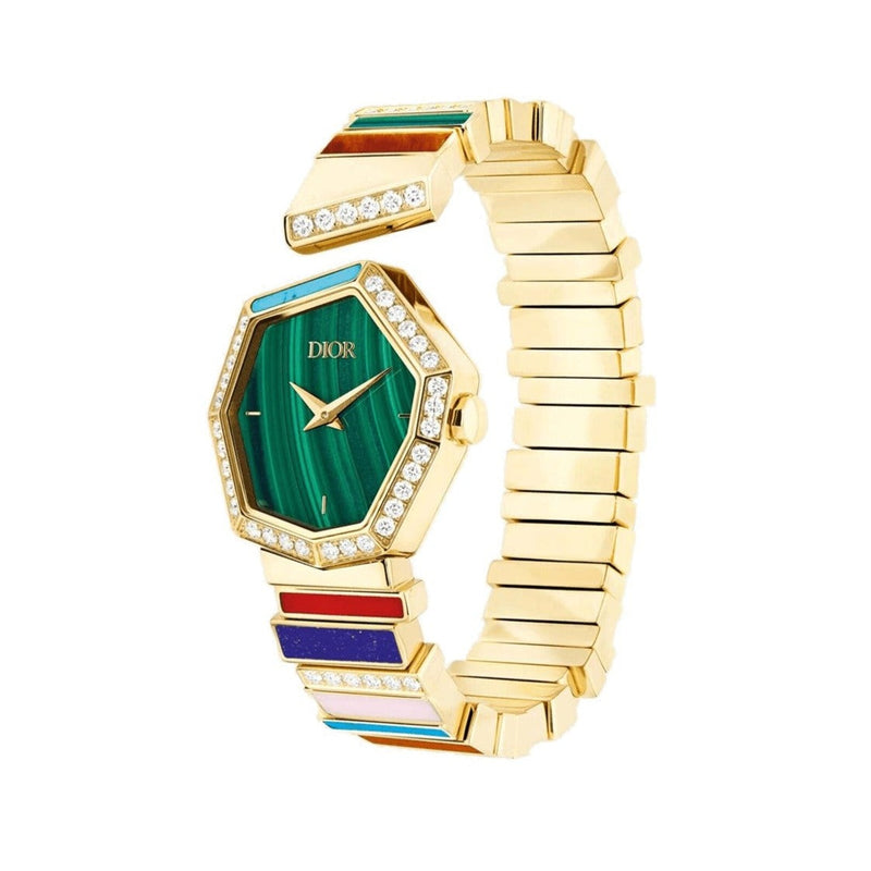 Dior Gem Dior Mother of Pearl Green Dial Yellow Gold Steel Strap Watch for Women - CD18111X1002