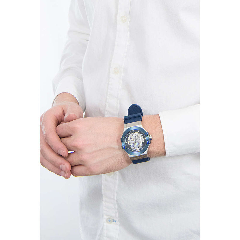 Maserati Potenza Automatic Skeleton Dial Blue Rubber Strap Watch For Men - R8821108035 Buy Now By Maserati