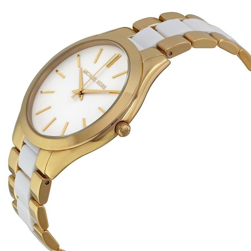 Michael Kors Slim Runway Quartz White Dial Two Tone Steel Strap Watch For Women - MK4295 Buy Now By Michael Kors