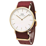 Daniel Wellington Classic Roselyn White Dial Maroon Nylon Strap Watch For Women - DW00100267 Buy Now By Daniel Wellington