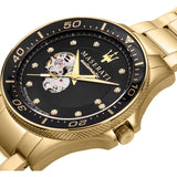 Maserati SFIDA Black Dial Yellow Gold Toned Stainless Steel Watch For Men - R8823140003 Buy Now By Maserati