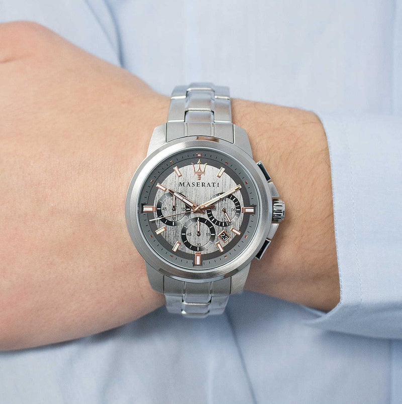 Maserati Successo Chronograph Silver Dial Silver Steel Strap Watch For Men - R8873621004 Buy Now By Maserati