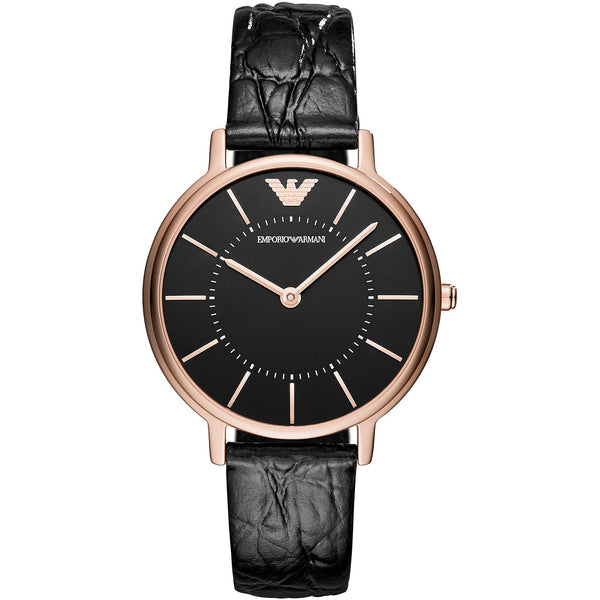 Emporio Armani Kappa Quartz Black Dial Black Leather Strap Watch For Women - AR11064 Buy Now By Emporio Armani