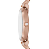 Emporio Armani Gianni T-Bar Crystals Silver Dial Rose Gold Steel Strap Watch For Women - AR11446