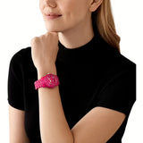 Shop Michael Kors Runway Chronograph Limited Edition Pink Dial Pink Steel Strap Watch for Women - MK7478LE in USA