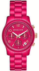 Shop Michael Kors Runway Chronograph Limited Edition Pink Dial Pink Steel Strap Watch for Women - MK7478LE in USA
