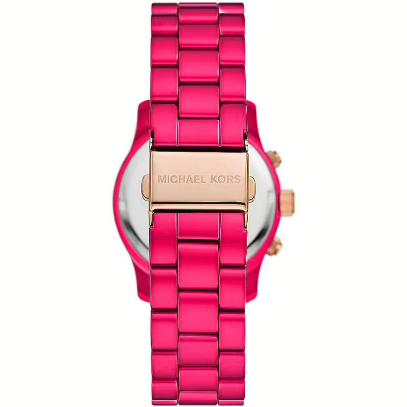 Shop Michael Kors Runway Chronograph Limited Edition Pink Dial Pink Steel Strap Watch for Women - MK7478LE in USA