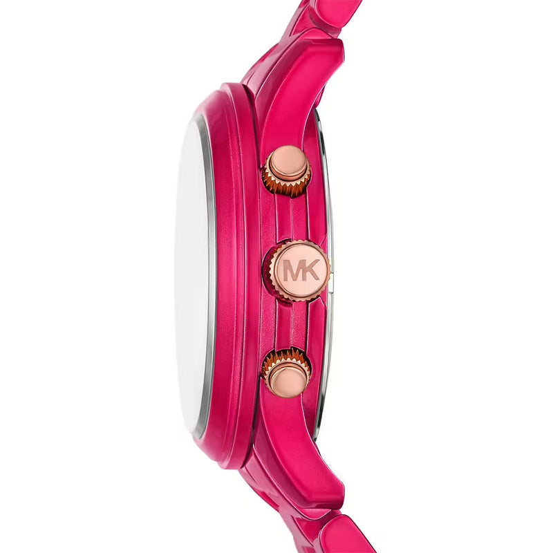 Shop Michael Kors Runway Chronograph Limited Edition Pink Dial Pink Steel Strap Watch for Women - MK7478LE in USA
