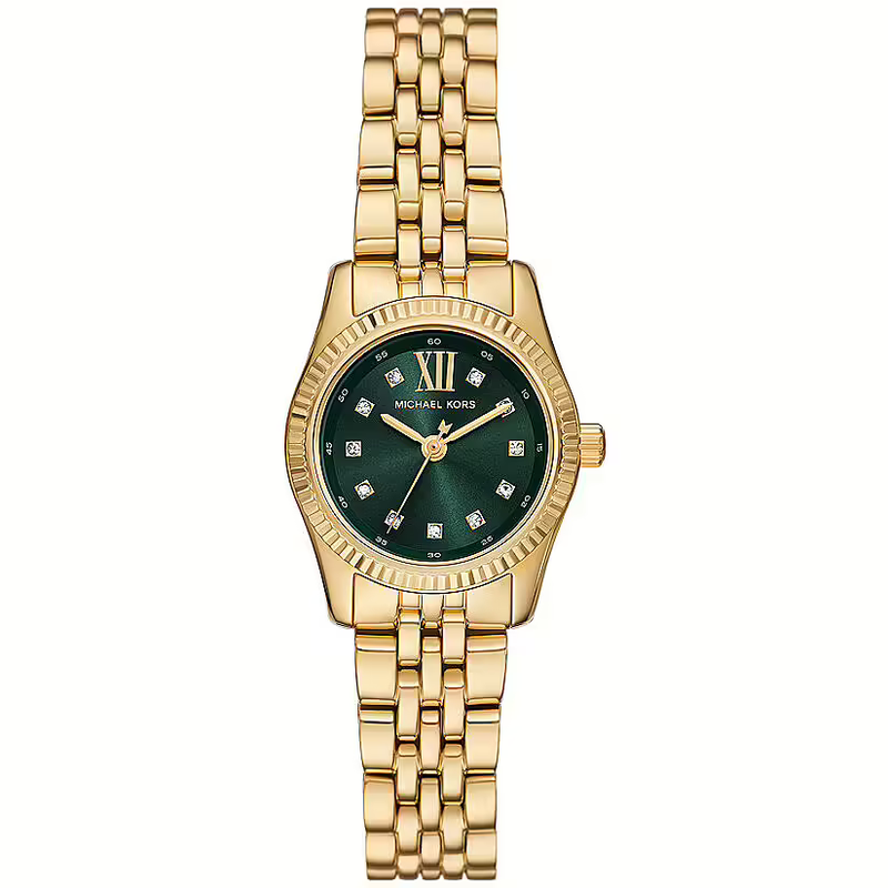 Michael Kors Lexington Pave Three-Hand Green Dial Gold Steel Strap Watch for Women - MK4842 Buy Now By Michael Kors