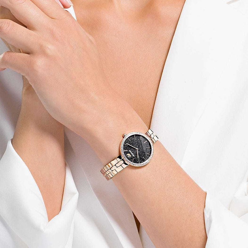 Shop Swarovski Cosmopolitan Black Dial Rose Gold Steel Strap Watch for Women - 5517797 in USA