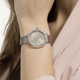 Shop Swarovski Crystal Frost Silver Dial White Leather Strap Watch for Women - 5484070 in USA