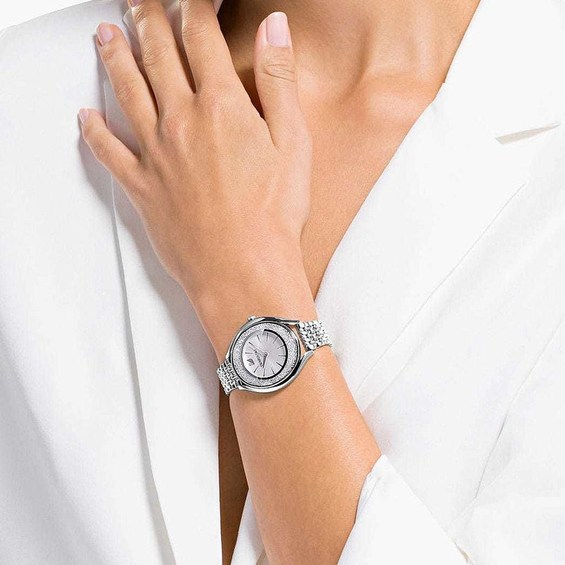 Swarovski Crystalline Aura Silver Dial Silver Steel Strap Watch for Women - 5519462 Buy Now By Swarovski