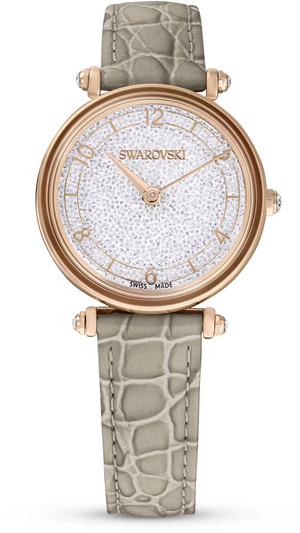 Swarovski Crystalline Wonder Silver Dial Beige Leather Strap Watch for Women - 5656899