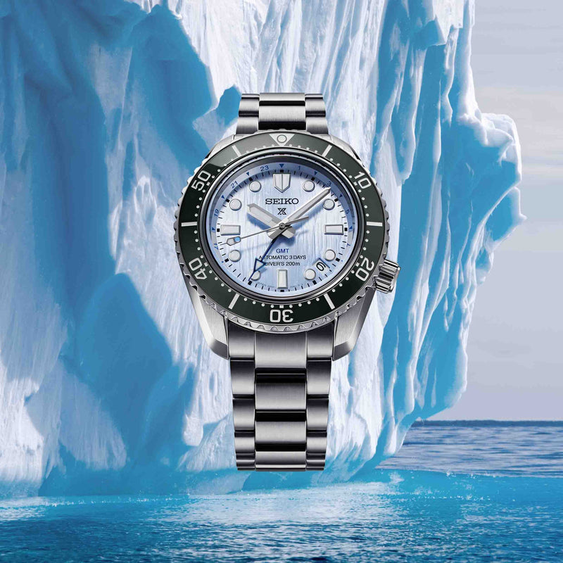 Shop Seiko Prospex Limited Edition Automatic GMT Glacier Blue Dial Silver Steel Strap Watch For Men - SPB385J1 in USA