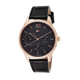 Shop Tommy Hilfiger Damon Quartz Black Dial Black Leather Strap Watch for Men - 1791419 in USA