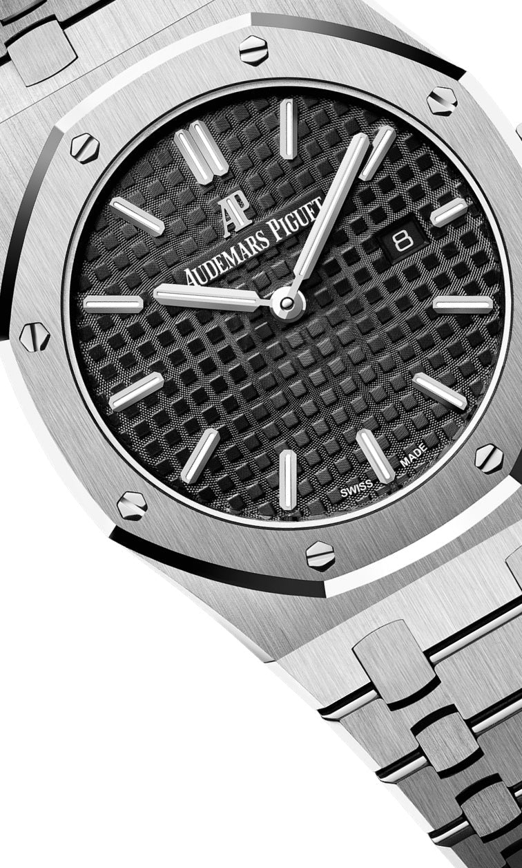 Audemars Piguet Royal Oak Quartz Black Dial Silver Steel Strap Watch for Women - 67650ST.OO.1261ST.01