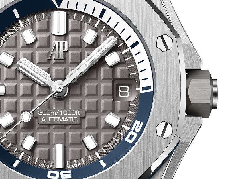 Audemars Piguet Royal Oak Offshore Diver Grey Dial Grey Rubber Strap Watch for Men - 15720ST.OO.A009CA.01