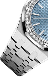 Audemars Piguet Royal Oak 50th Anniversary Diamond Ice Blue Dial Silver Steel Strap Watch for Men - 15551ST.ZZ.1356ST.01