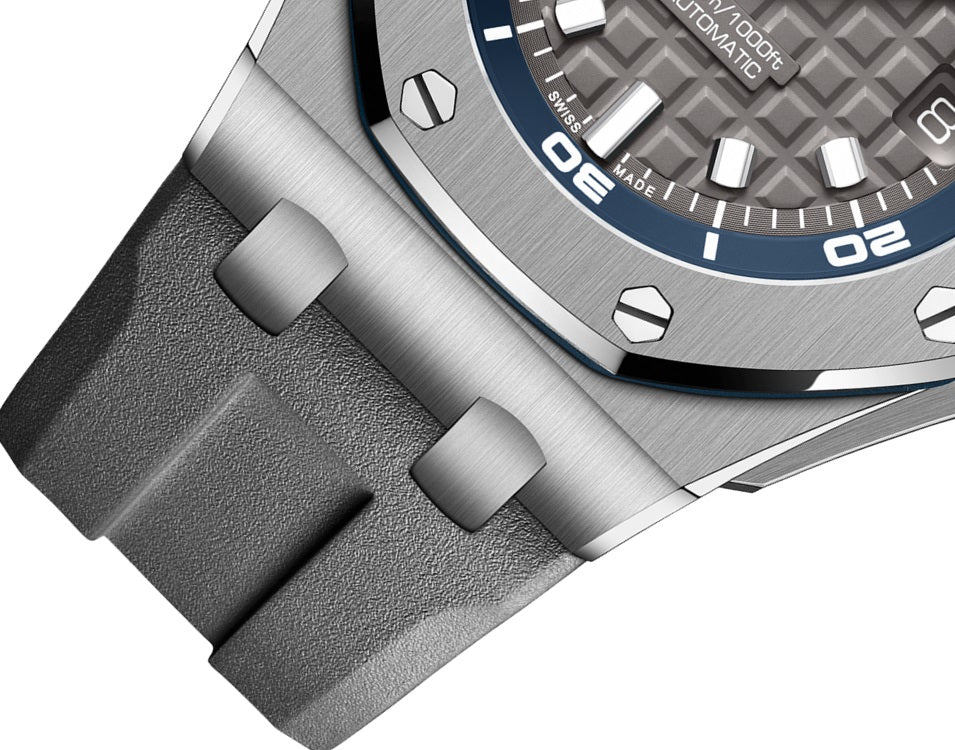 Audemars Piguet Royal Oak Offshore Diver Grey Dial Grey Rubber Strap Watch for Men - 15720ST.OO.A009CA.01