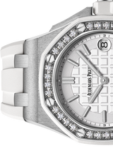 Audemars Piguet Royal Oak Offshore Quartz Diamonds White Dial White Rubber Strap Watch for Women - 67540SK.ZZ.A010CA.01