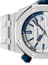 Audemars Piguet Royal Oak Offshore Diver White Dial White Rubber Strap Watch for Men - 15710ST.OO.A010CA.01