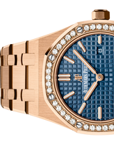Audemars Piguet Royal Oak Quartz Diamonds Blue Dial Rose Gold Steel Strap Watch for Women - 67651OR.ZZ.1261OR.02