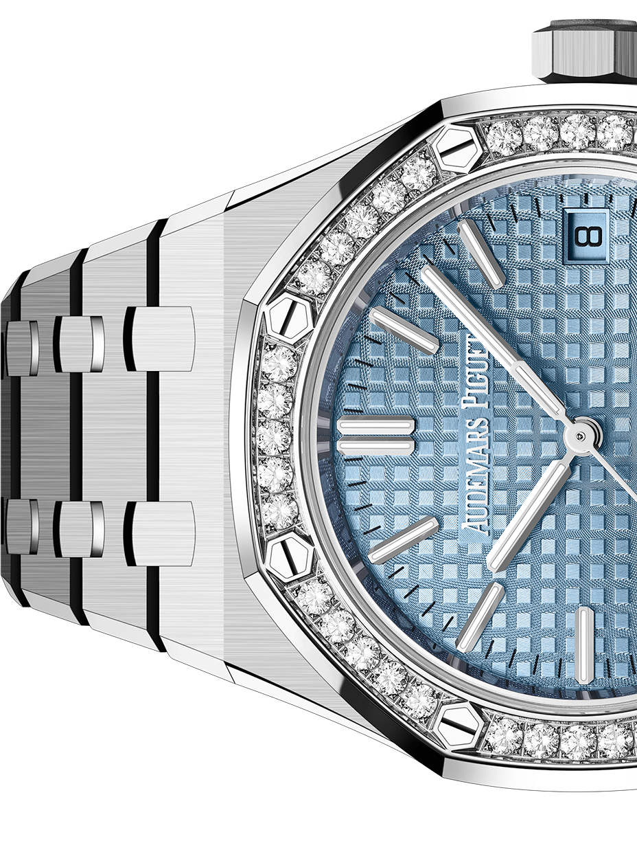 Audemars Piguet Royal Oak 50th Anniversary Diamond Ice Blue Dial Silver Steel Strap Watch for Men - 15551ST.ZZ.1356ST.01