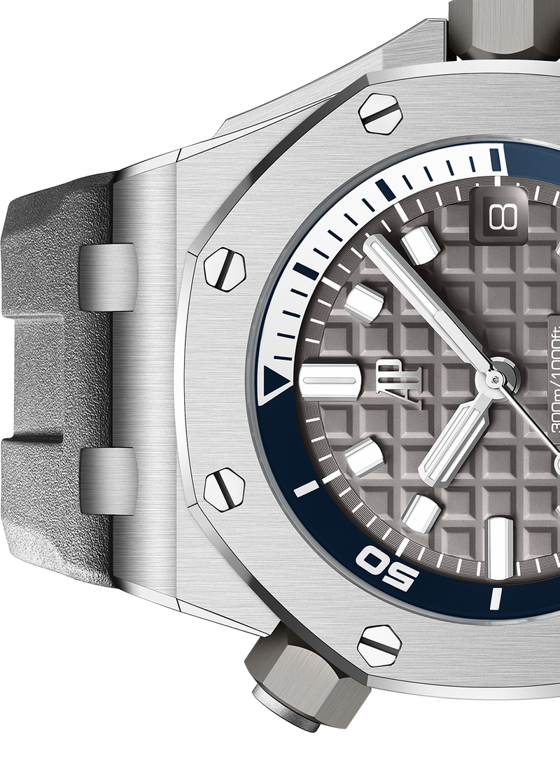 Audemars Piguet Royal Oak Offshore Diver Grey Dial Grey Rubber Strap Watch for Men - 15720ST.OO.A009CA.01