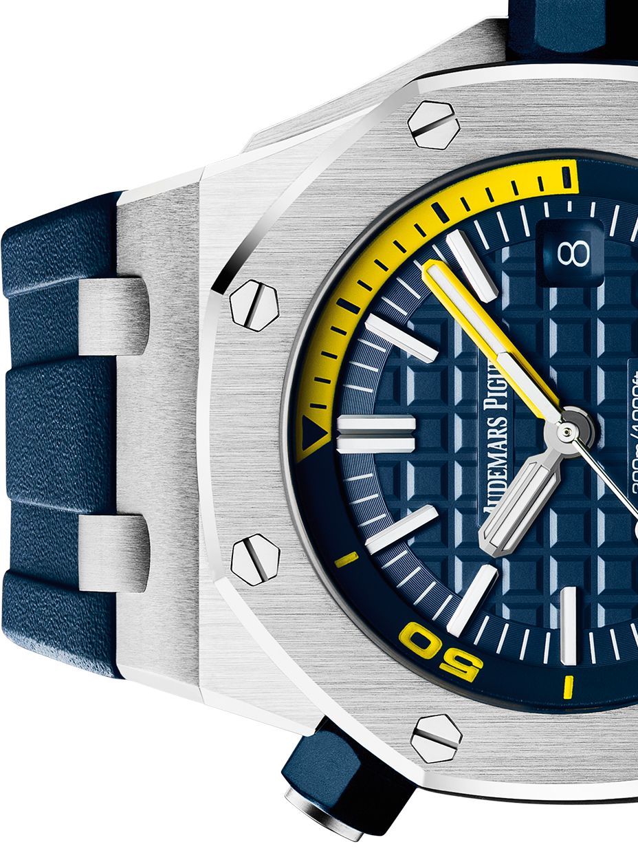 Audemars Piguet Royal Oak Offshore Diver Blue Dial Blue Rubber Strap Watch for Men - 15710ST.OO.A027CA.01