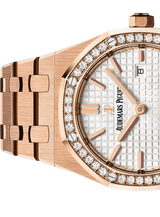 Audemars Piguet Royal Oak Quartz White Dial Rose Gold Steel Strap Watch for Women - 67651OR.ZZ.1261OR.01