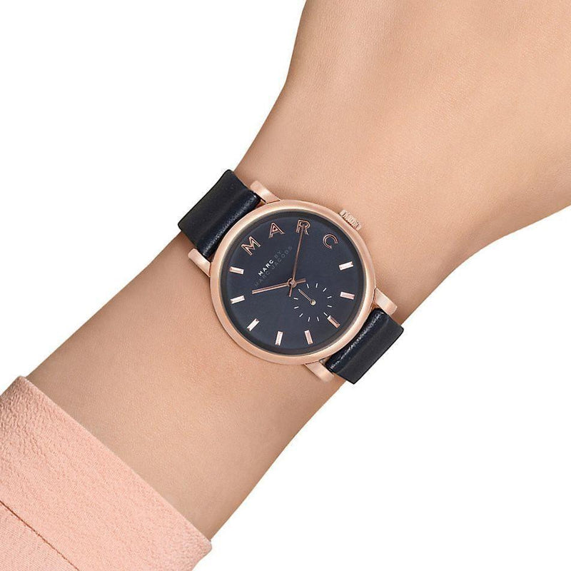 Marc Jacobs Baker Navy Blue Dial Navy Blue Leather Strap Watch for Women - MBM1329 Buy Now By Marc Jacobs