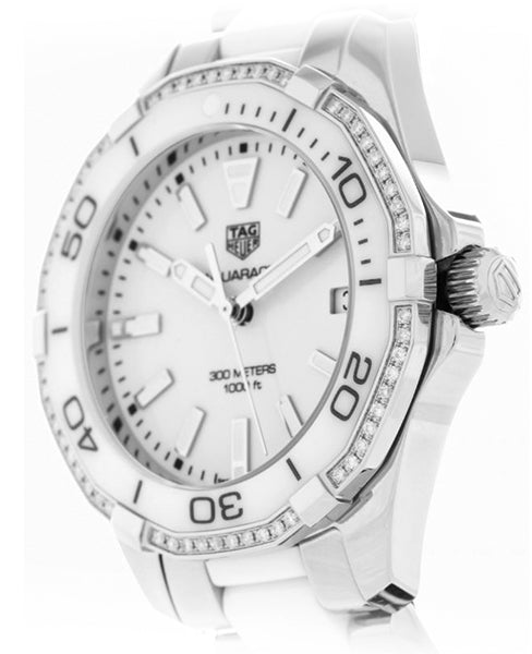 Shop Tag Heuer Aquaracer Diamonds White Dial Two Tone Steel Strap Watch for Women - WAY131H.BA0914 in USA