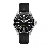 Shop Tag Heuer Aquaracer Calibre 5 Automatic Black Dial Black Rubber Strap Watch for Men - WAY201A.FT6142 in USA